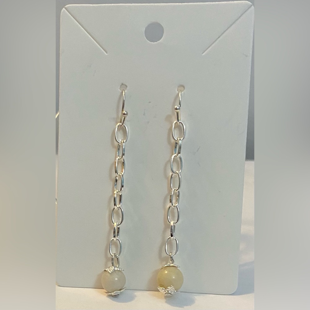 New White Jade Crystal earrings NEW